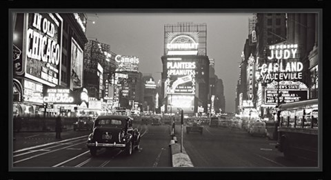 Framed Times Square at Night, NYC 1938 Print