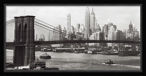 Framed Lower Manhattan &amp; the Brooklyn Bridge, 1937 Print