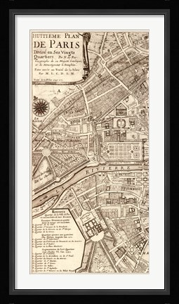 Framed Plan de la Ville de Paris, 1715 (L) Print