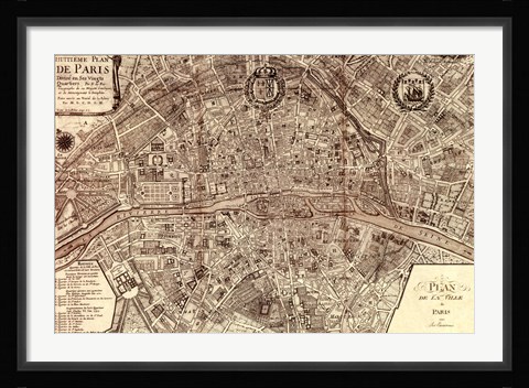 Framed Plan de la Ville de Paris, 1715 Print