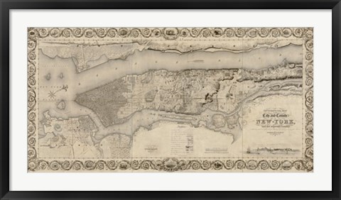 Framed City and Country of New York, 1836 Print