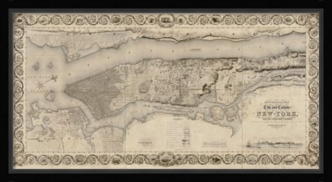 Framed City and Country of New York, 1836 Print