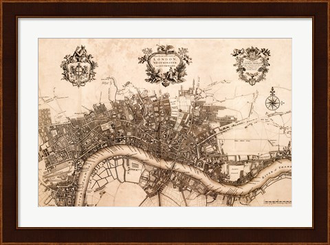 Framed Plan of the City of London, 1720 Print