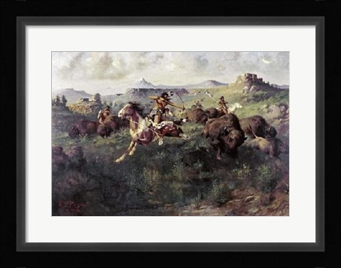 Framed Buffalo Hunt Print