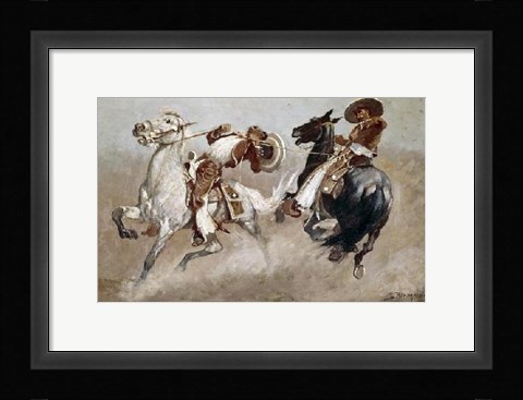 Framed Cowboy Fun In Old Mexico Print