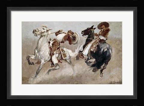 Framed Cowboy Fun In Old Mexico Print