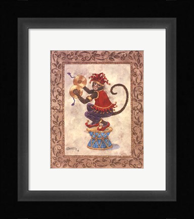 Framed Monkey With Cymbals Print