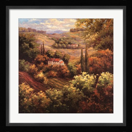 Framed Mediterranean Valley Farm Print