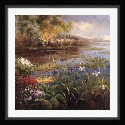 Framed Village Pond Print