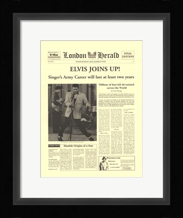 Framed Elvis Joins Up! Print