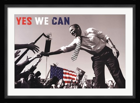 Framed Barack Obama:  Yes We Can (crowd) Print