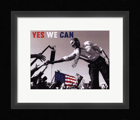Framed Barack Obama:  Yes We Can (crowd) Print