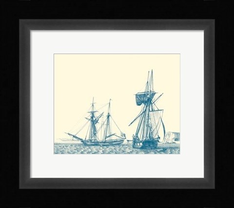 Framed Sailing Ships in Blue IV Print
