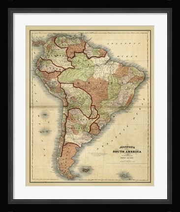 Framed Antique Map of South America Print