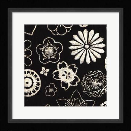 Framed Silver Floral Cascade II Print