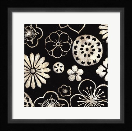 Framed Silver Floral Cascade III Print