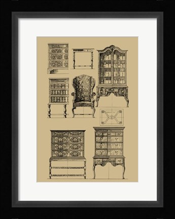 Framed English Baroque Furniture Print