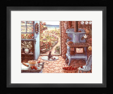 Framed Blue Stove Print