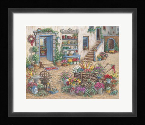 Framed Courtyard Flower Shoppe Print