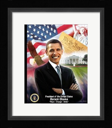 Framed Obama Inauguration: Hope, Change, Unity Print