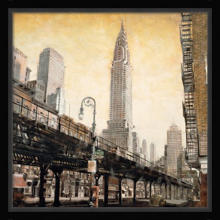 Framed Chrysler Building from the L Print