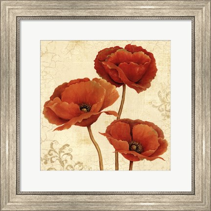 Framed Poppy Bouquet II Print