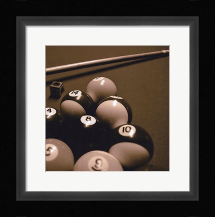 Framed Pool Table II - Sepia Print
