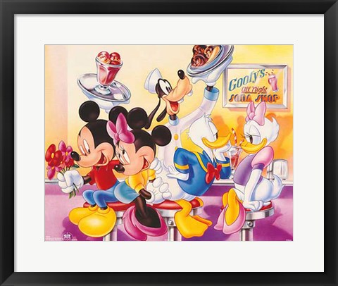 Framed Mickey &amp; Friends: Goofy&#39;s Soda Shop Print