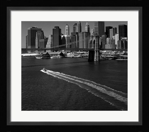 Framed White Cloud Over Brooklyn Bridge Print