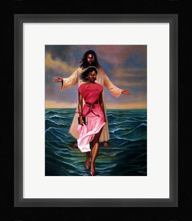 Framed He Walks with Me Print