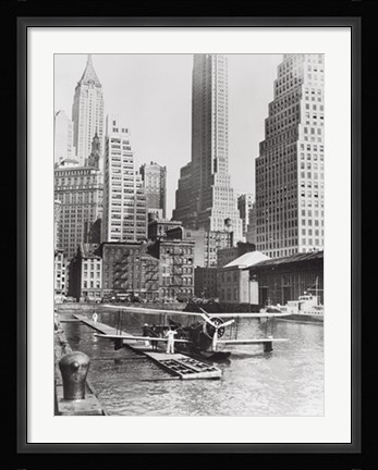 Framed Airplane Landing in Manhattan, 1934 Print