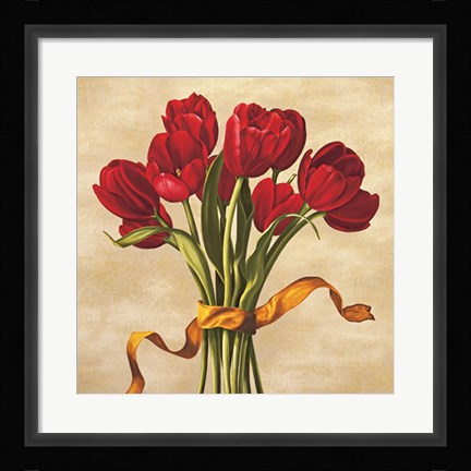 Framed Bouquet rubino Print
