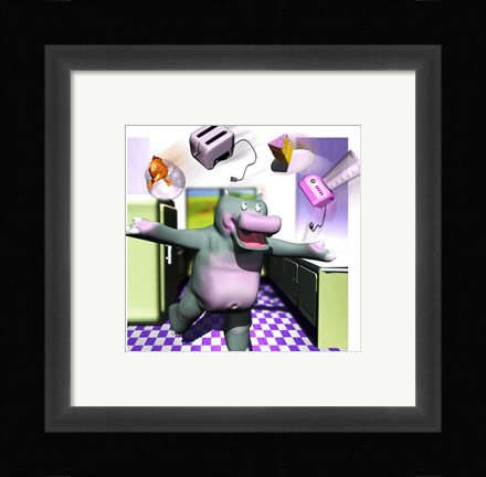 Framed Kitchen Hippo Print