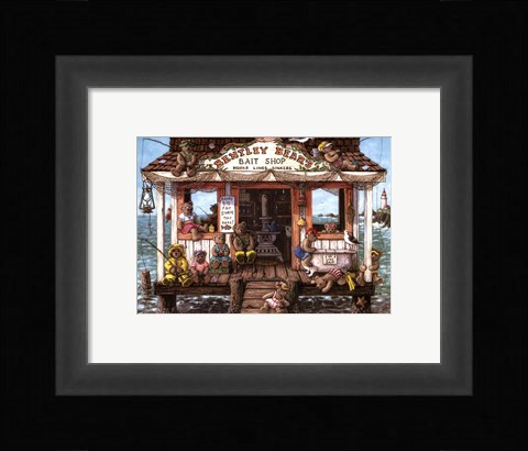 Framed Bentley Bear's Bait Shop Print