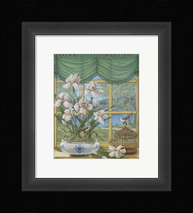 Framed Irises By The Lake Print