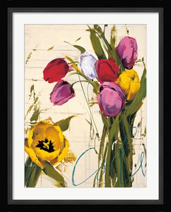 Framed Bouquet of Tulips I Print