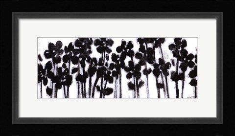 Framed Black Flowers on White II Print