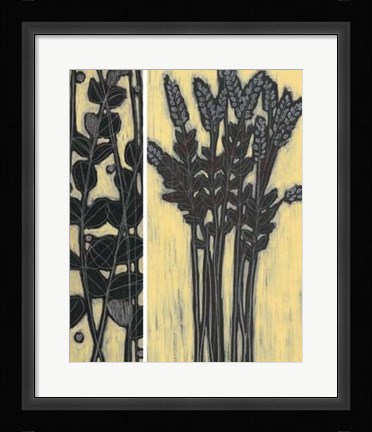 Framed Woodcut Grasses I Print