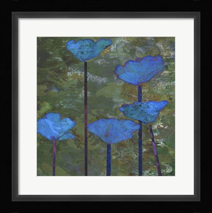 Framed Teal Poppies I Print