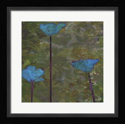 Framed Teal Poppies II Print