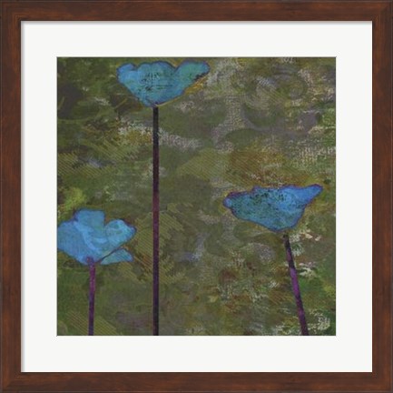 Framed Teal Poppies II Print