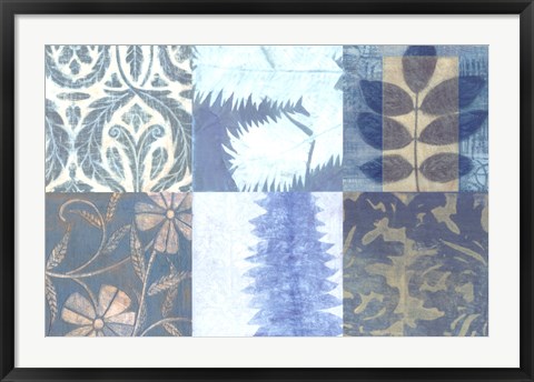 Framed Blue Textures I Print