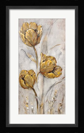 Framed Golden Poppies on Taupe II Print