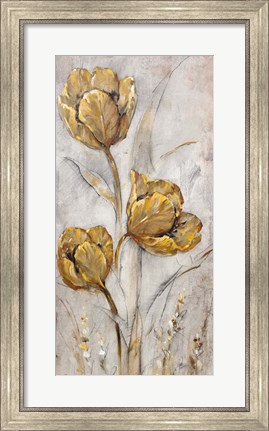 Framed Golden Poppies on Taupe II Print