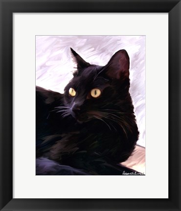 Framed Black Cat Portrait Print
