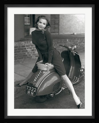Framed Posing on Motor Scooter Print
