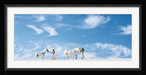 Framed Leading Horses in Desert Print