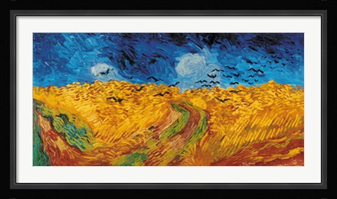 Framed Wheat Field with Crows Print