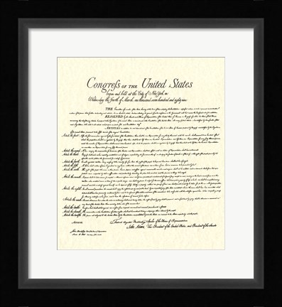 Framed Bill of Rights (Document) Print