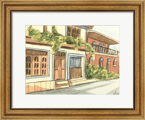 Framed Sketches of Downtown III Print